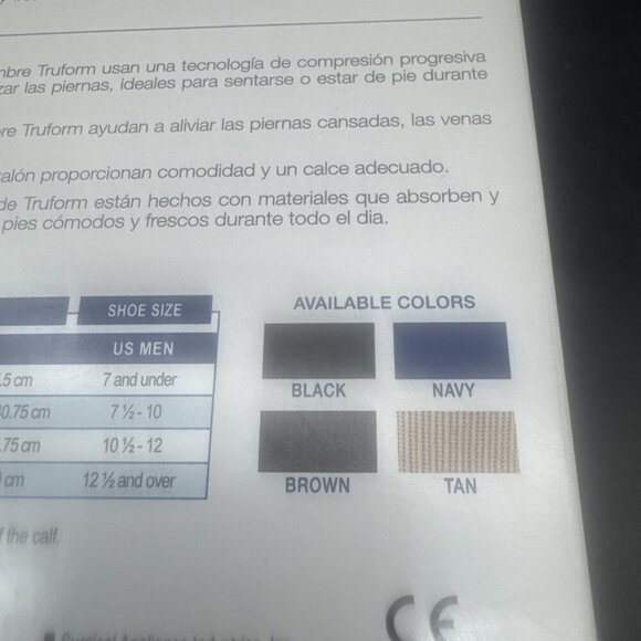 TRUFORM Men's Tan Knee High Socks 15-20 mmHg Compression L -2 Pairs NEW - Picture 5 of 6